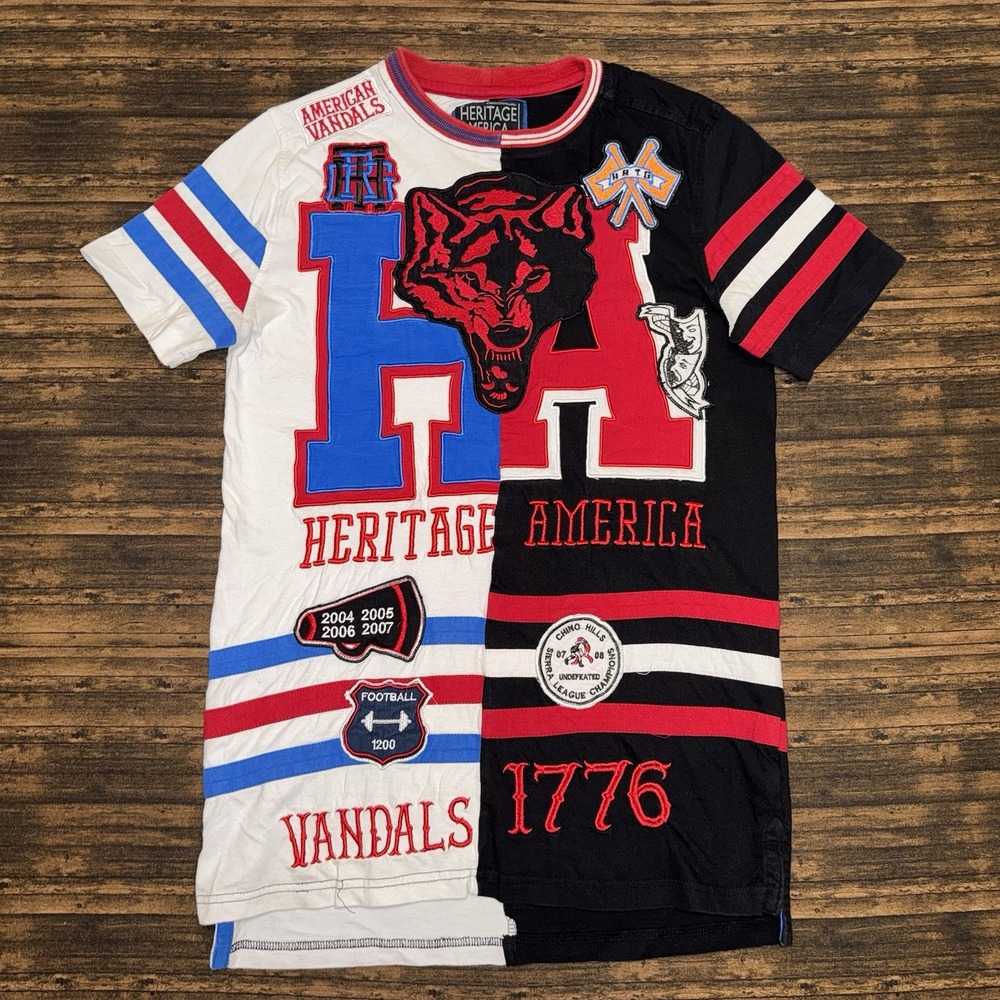 Denim Distillery Unisex Heritage America Vandals Graphic 1776 T Shirt Size L